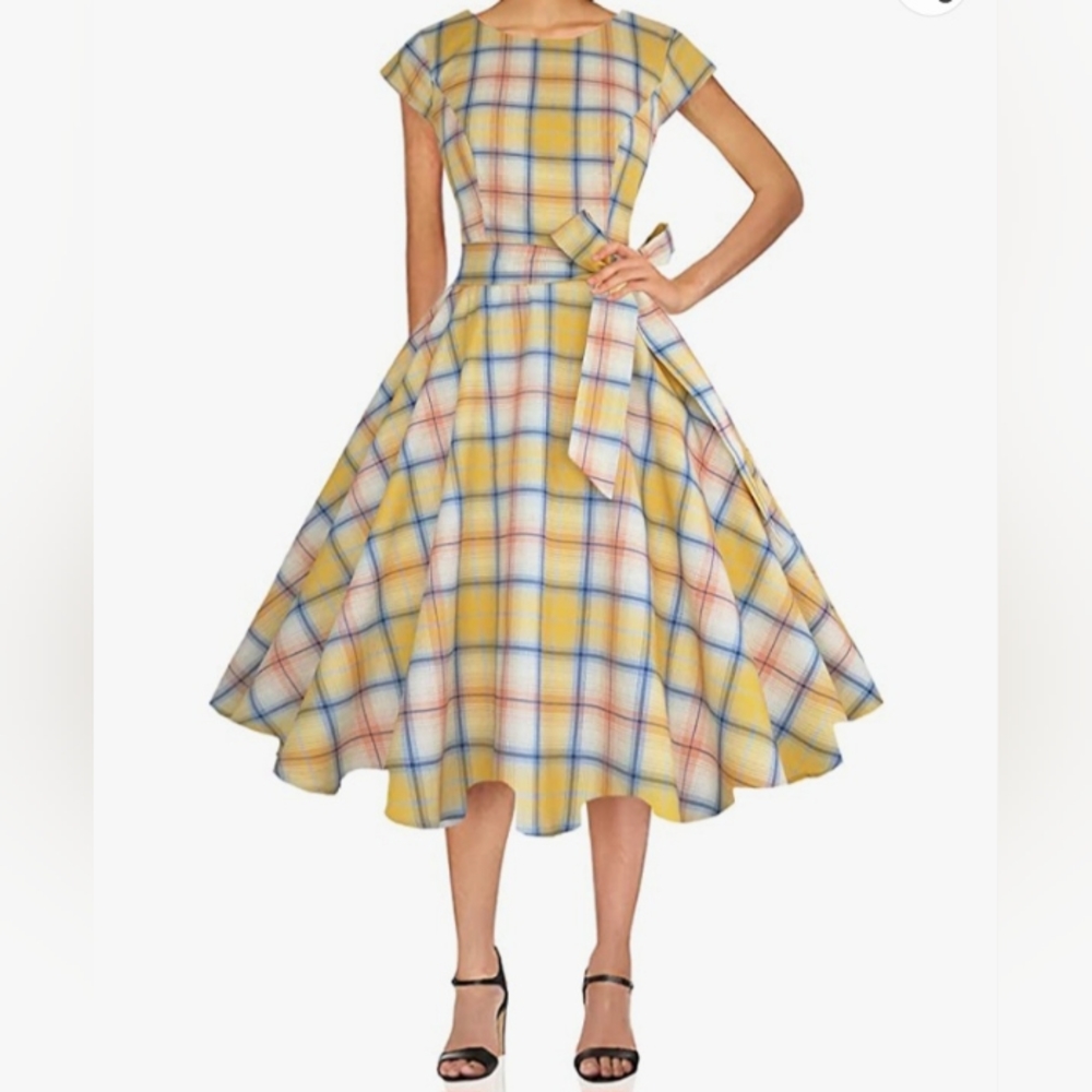 Adorable Sunny Plaid Swing Dress